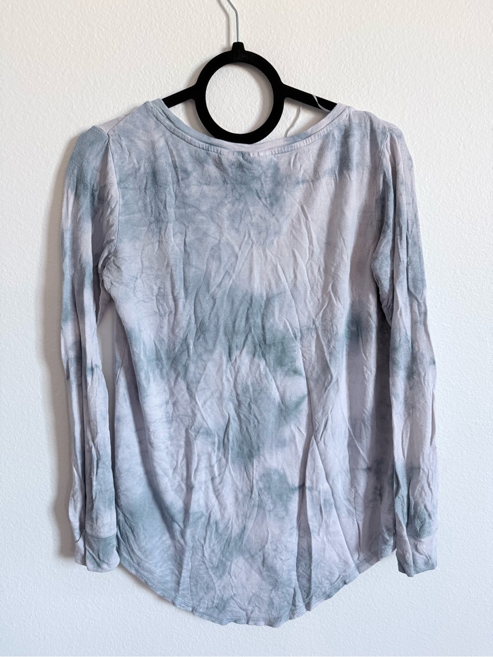 Rachel Zoe Light Gray and Sage Tie-Dye Long Sleeve Top